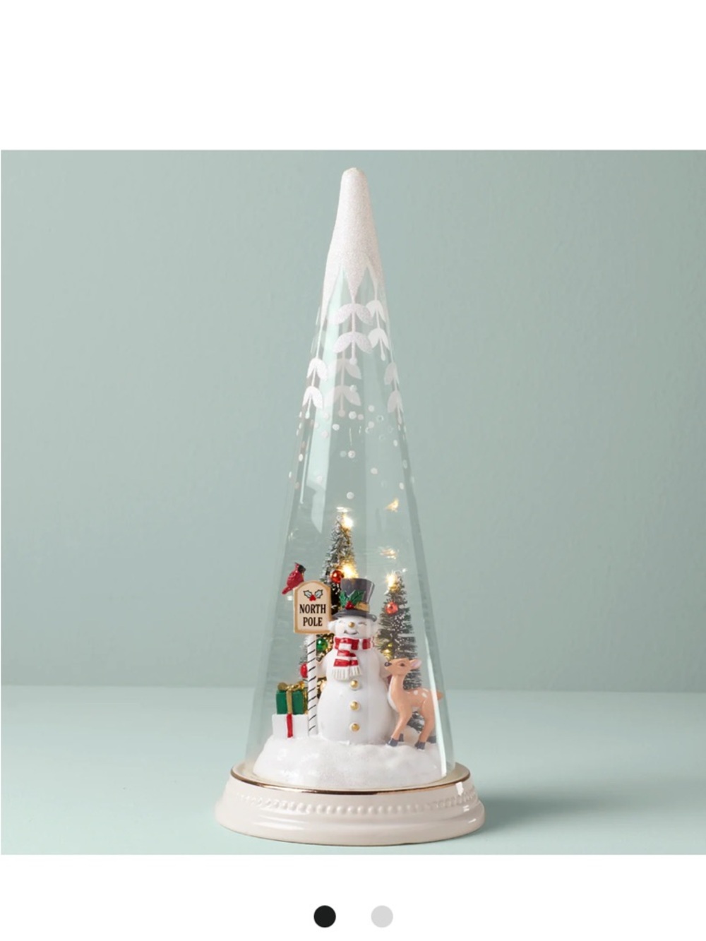 Lenox Merry & Magic snowman light up glitter cone North Pole